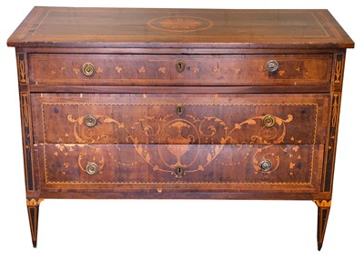 Lot 544 - Chest of drawers. A Victorian inlaid mahogany straight front chest of drawers