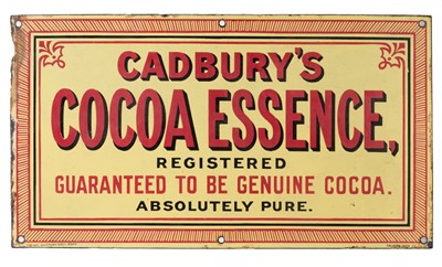 Lot 569 - Enamel sign. Cadbury's Cocoa Essence enamel advertising sign