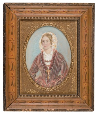 Lot 141 - English School. Pair of Female Portraits, circa 1840, watercolour