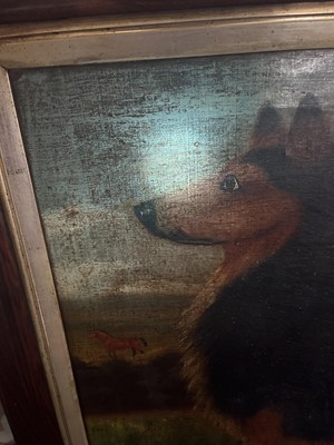 Lot 117 - Naive School. Border Collie in a Landscape, circa 1850, oil on canvas
