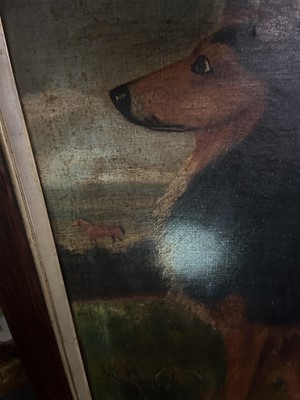 Lot 117 - Naive School. Border Collie in a Landscape, circa 1850, oil on canvas