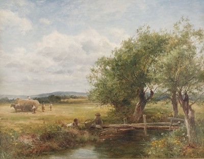 Lot 170 - Bates (David, 1840-1921). Haytime, near Worcester, 1891, oil on canvas
