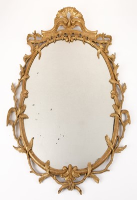 Lot 550 - Mirror. A giltwood carved mirror, probably 18th century
