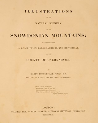 Lot 54 - Jones (Harry Longueville). Illustrations of the Natural Scenery of the Snowdonian Mountains, 1829