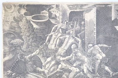 Lot 3 - Ghisi (Giorgio Mantovano, circa 1512/20 - 1582). The Fall of Troy and the Escape of Aeneas...