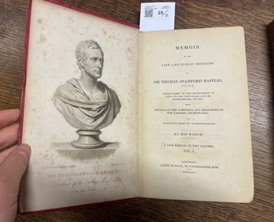 Lot 25 - Raffles (Sophia). Memoir of the Life and Public Services of Sir Thomas Stamford Raffles, 1835
