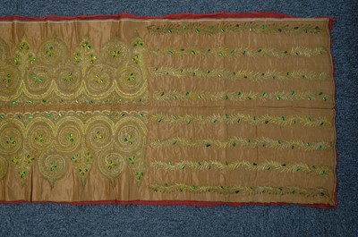 Lot 441 - Embroidery. A goldwork and beetle-wing panel, India, 19th century