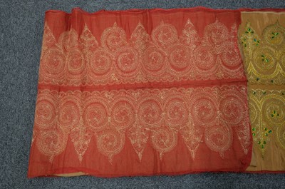 Lot 441 - Embroidery. A goldwork and beetle-wing panel, India, 19th century
