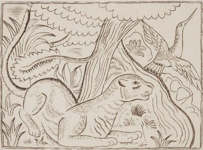 Lot 223 - Jones (David, 1895-1974). Puma, 1926, copper engraving, plus another