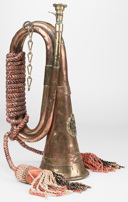 Lot 104 - Royal Flying Corps. A WWI RFC copper and brass bugle by Boosey & Hawkes Ltd, dated 1914