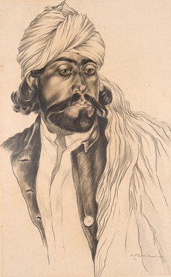 Lot 326 - Collett-Mason (William Wallace Collett, 1895-1957). From Dalbandin, black chalk with watercolour on thick paper