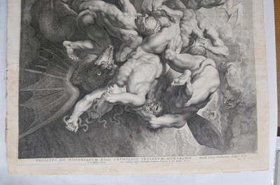 Lot 13 - Vorsterman (Lucas, 1595-1675). Saint Michael fighting the Rebel Angels, 1621, engraving