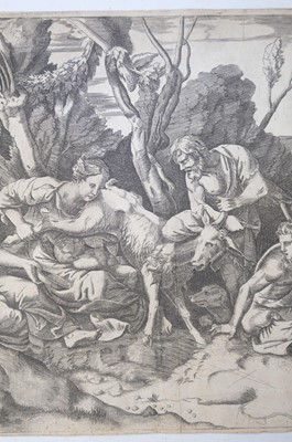 Lot 4 - Bonasone (Giulio, 1500/10-1574). Jupiter suckled by the Goat Amaltheia, circa 1533-74, engraving