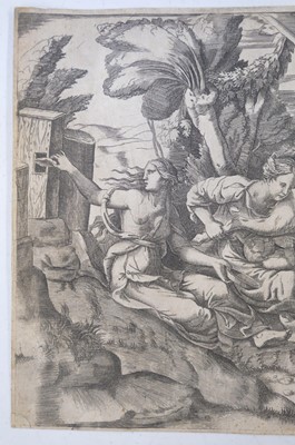 Lot 4 - Bonasone (Giulio, 1500/10-1574). Jupiter suckled by the Goat Amaltheia, circa 1533-74, engraving