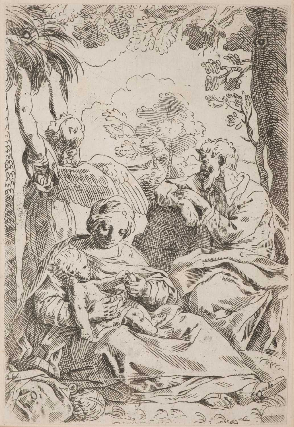 Lot 14 - Simone Cantarini, 1612-1648). The Rest on the Flight into Egypt, engraving