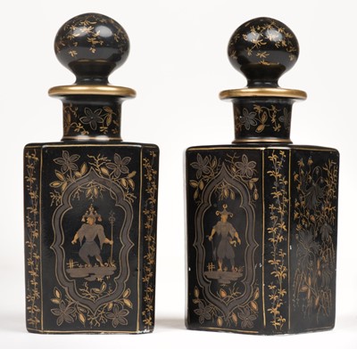Lot 526 - Scent Bottles. A pair of Paris porcelain scent bottles with stoppers, mid-19th century