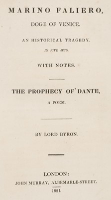 Lot 379 - Byron (George Gordon Noel). Marino Faliero, 1st edition, 1821