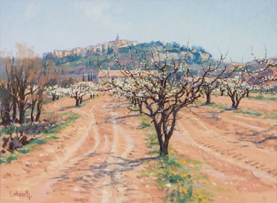 Lot 386 - Aggett (Lionel, 1938-2009). Trevi from the Vale of Spoleto, coloured chalk