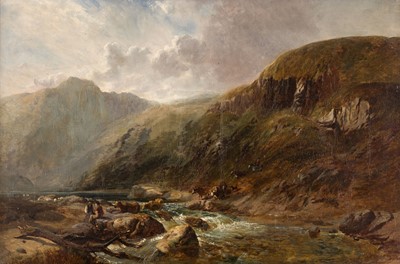 Lot 92 - Cole (George Vicat, 1833-1893). Cowherds in a Scottish Landscape