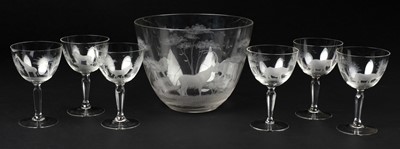 Lot 525 - Glassware. A collection of mid 20th century 'Safari' glassware engraved by Roland Ward