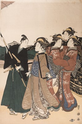 Lot 177 - Toyokuni (Utagawa, 歌川 豊国, 1769-1825). Women Imitating a Daimyo Procession..., circa 1795-1801