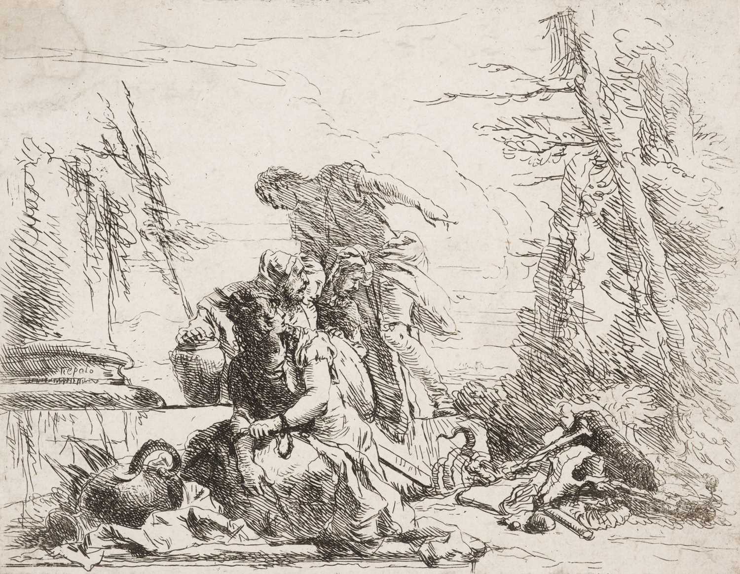 Lot 19 - Tiepolo (Giovanni Battista, 1699-1770). Woman in chains with four figures, 1739/43, etching
