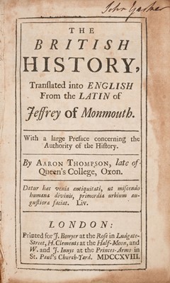 Lot 361 - Monmouth (Geoffrey of). The British History, 1st edition in English, London, 1718