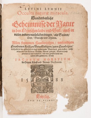 Lot 340 - Lemnius (Levinus). Occulta naturae miracula..., 1588
