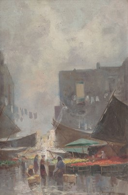 Lot 314 - Ricciardi (Oscar, 1864-1935). Italian Food Market, circa 1916, oil on canvas