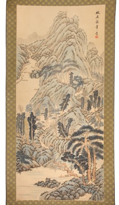 Lot 184 - Chinese School. Mountainous landscape, with winding river, early 20th century, watercolour