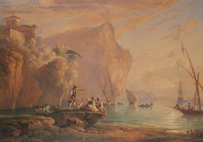 Lot 145 - Whichelo (C. John Mayle, 1784-1865). The Fortress of Gonzaga, Sicily, watercolour