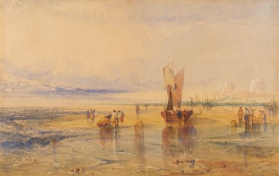 Lot 140 - Turner (J. M. W., 1775-1851). Fisherfolk on the Sands near Flint Castle, North Wales, circa 1830s