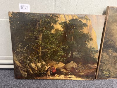 Lot 69 - Continental School. Spanish Landscape with Travellers Resting, circa 1820-1830, oil on canvas
