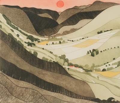 Lot 284 - Brunsdon (John, 1933-2014). Valley in the Hills, colour etching