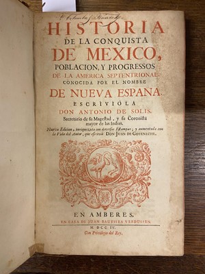 Lot 33 - Solis (Don Antonio de). Historia de la Conquista de Mexico, 1704
