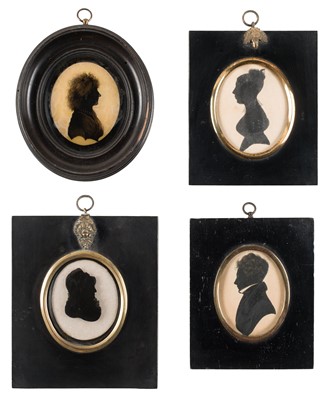 Lot 60 - Irish Silhouette Portraits. A group of 11 silhouette portraits, relating to the Crawford family, mid-19th century