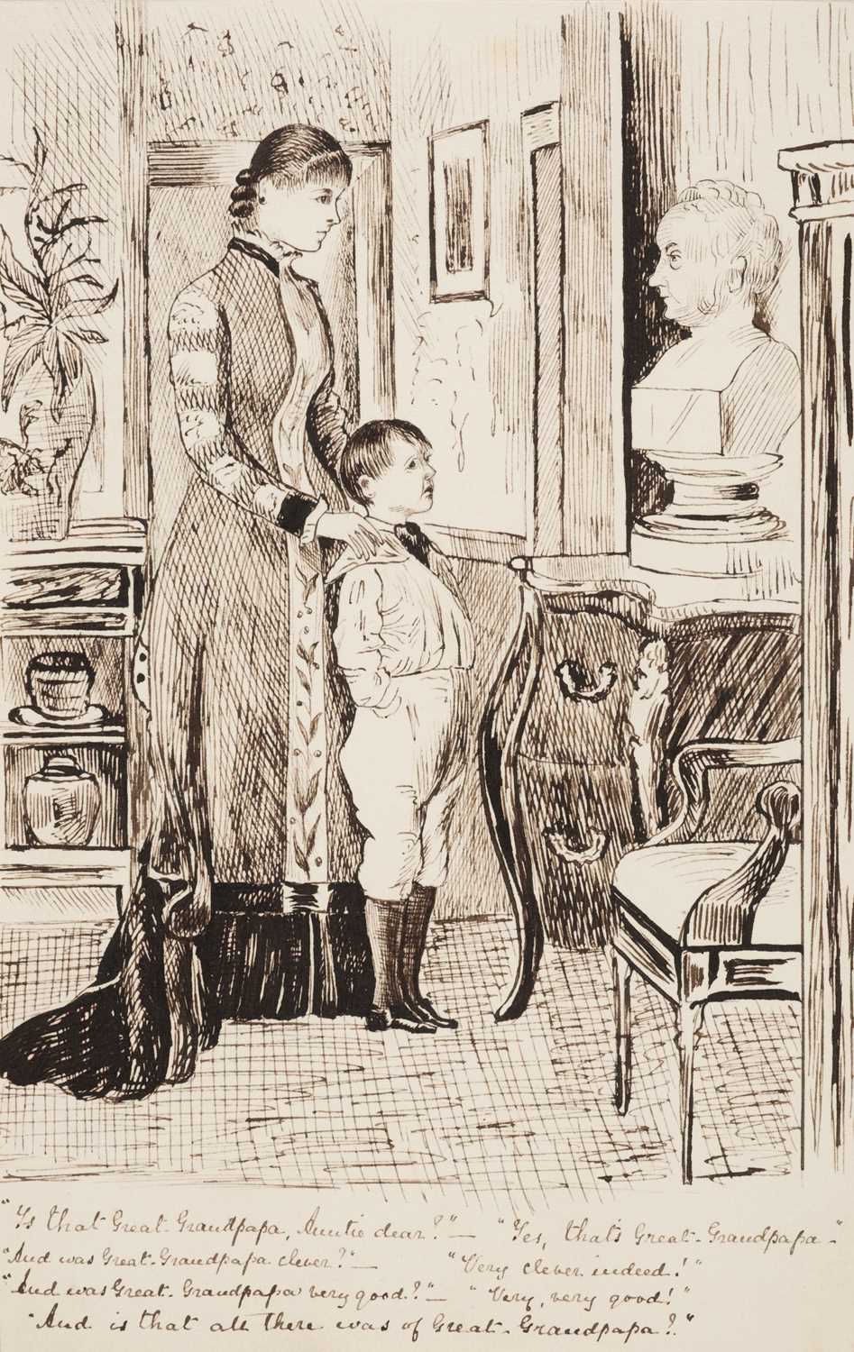 Lot 211 - Scrap Album. Ten pen and ink 'Punch' drawings, circa 1870