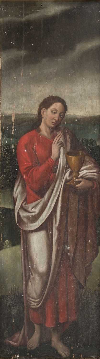 Lot 2 - Flemish School. St. John the Evangelist and St. Catherine of Alexandria, 16th-century