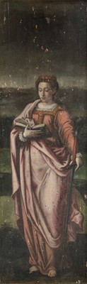 Lot 2 - Flemish School. St. John the Evangelist and St. Catherine of Alexandria, 16th-century