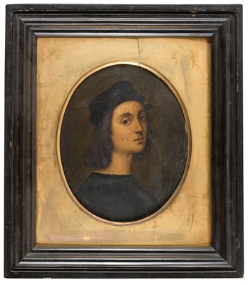 Lot 54 - After Raphael (1483-1520). Self Portrait, 1506, an early 19th century copy after the original oil painting in the Uffizi Gallery, Florence