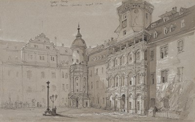 Lot 157 - Attributed to John Ruskin (1819-1900). Great Palace, Dresden, August 1854, pen, black ink and pale brown wash