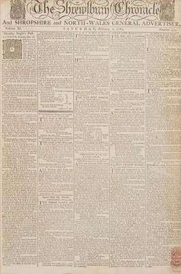 Lot 317 - Shropshire Newspapers. The Shrewsbury Chronicle and Shropshire and North-Wales General Advertiser