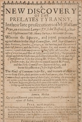 Lot 346 - Prynne (William). A New Discovery of the Prelates Tyranny, 1641