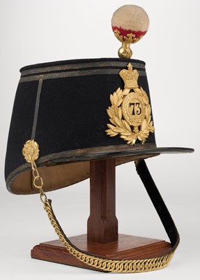 Lot 497 - Shako. A Victorian 73rd (Perthshire) Foot Officers' 1869 Pattern Full Dress Shako
