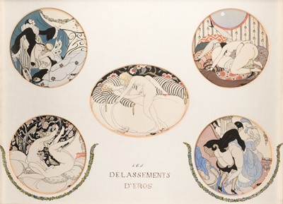 Lot 239 - Wegener (Gerda, 1885-1940). Les Délassments d'Eros, circa 1917, pochoir heightened with bodycolour