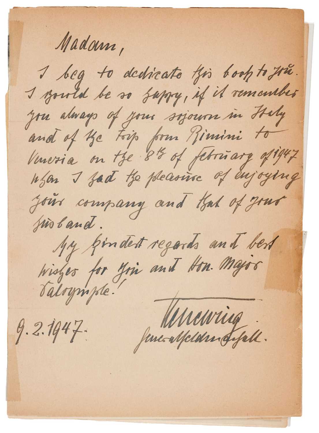 Lot 284 - Kesselring (Albert, 1885-1960), German Military Officer..., Autograph Letter Signed