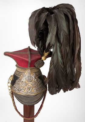 Lot 471 - Irish Lancers. A fine Victorian officers' lance cap of the 5th Royal Irish Lancers
