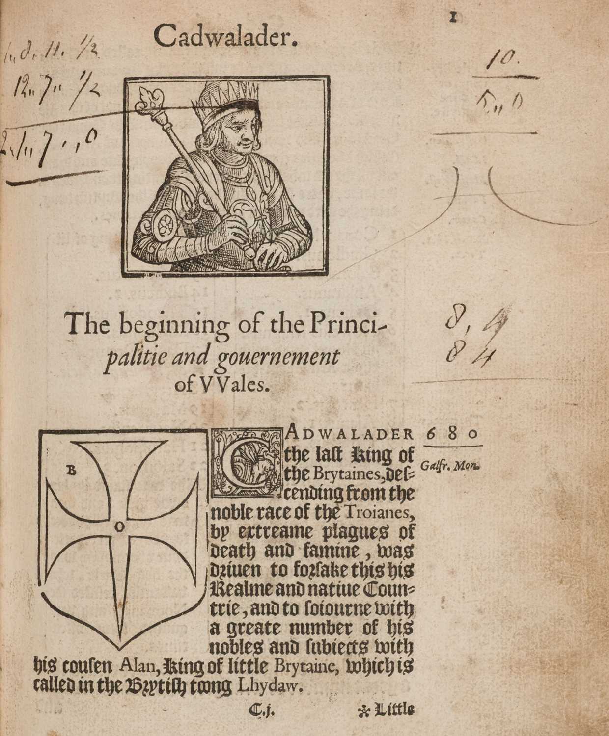 Lot 7 - Caradoc (of Llancarvan). [The Historie of Cambria, now called Wales..., 1584