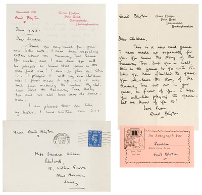 Lot 512 - Blyton (Enid, 1897-1968). Autograph Letter Signed, ‘Enid Blyton’, 1948