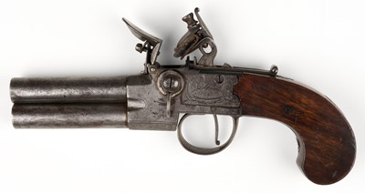 Lot 344 - Pistol. A George III flintlock double-barrel tap-action pistol by Abraham Weston of Lewes